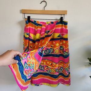 Nora Noh Silk 100% Multicolor Skirt Size 12 Vintage Women Vacation